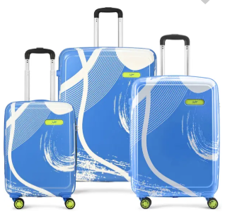 Sky Bags Hard Body Set of 3 Luggage 8 Wheels - Splash - Blue