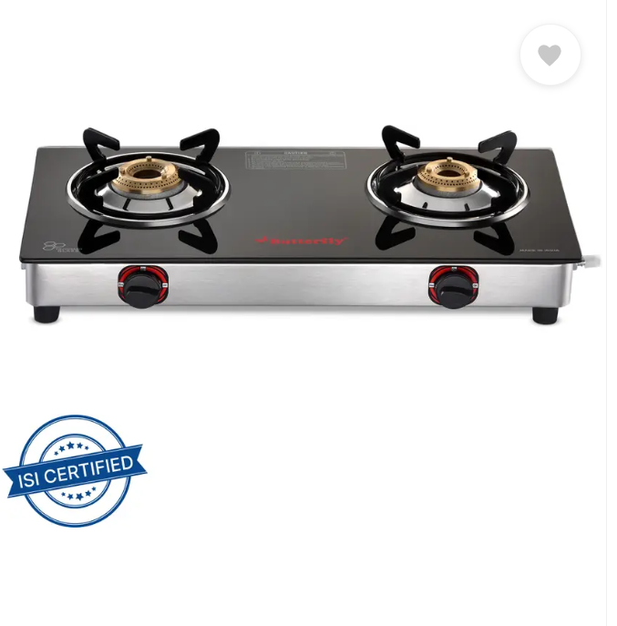 Butterfly Prime Glass Manual Gas Stove (2 Burners)