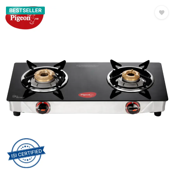 Pigeon Popular Cooktop Glass Manual Gas Stove (2 Burners)